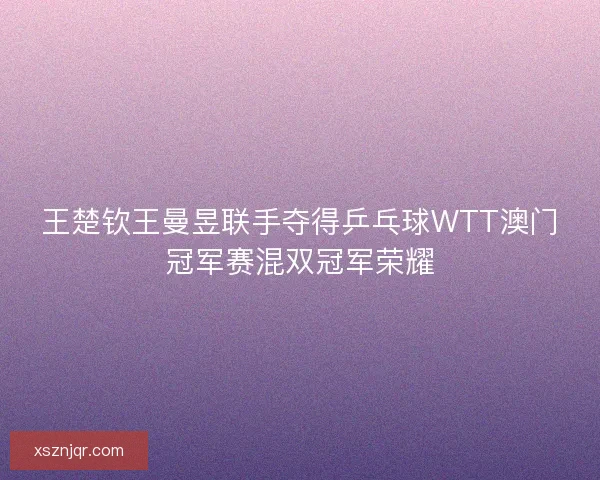 王楚钦王曼昱联手夺得乒乓球WTT澳门冠军赛混双冠军荣耀 王楚钦王曼昱联手夺得乒乓球WTT澳门冠军赛混双冠军荣耀
